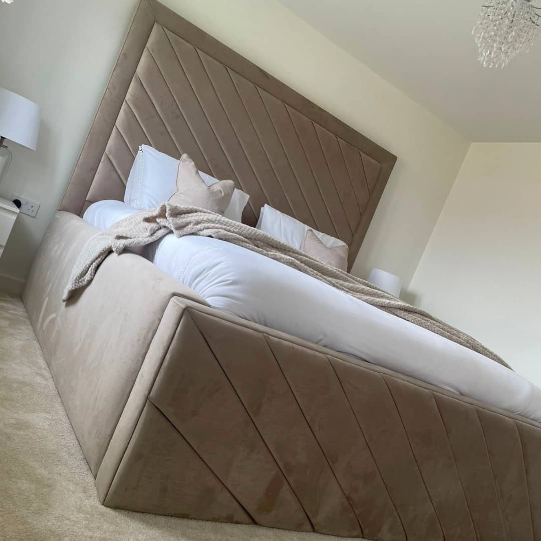 Lottie Geometric Upholstered Bed Frame