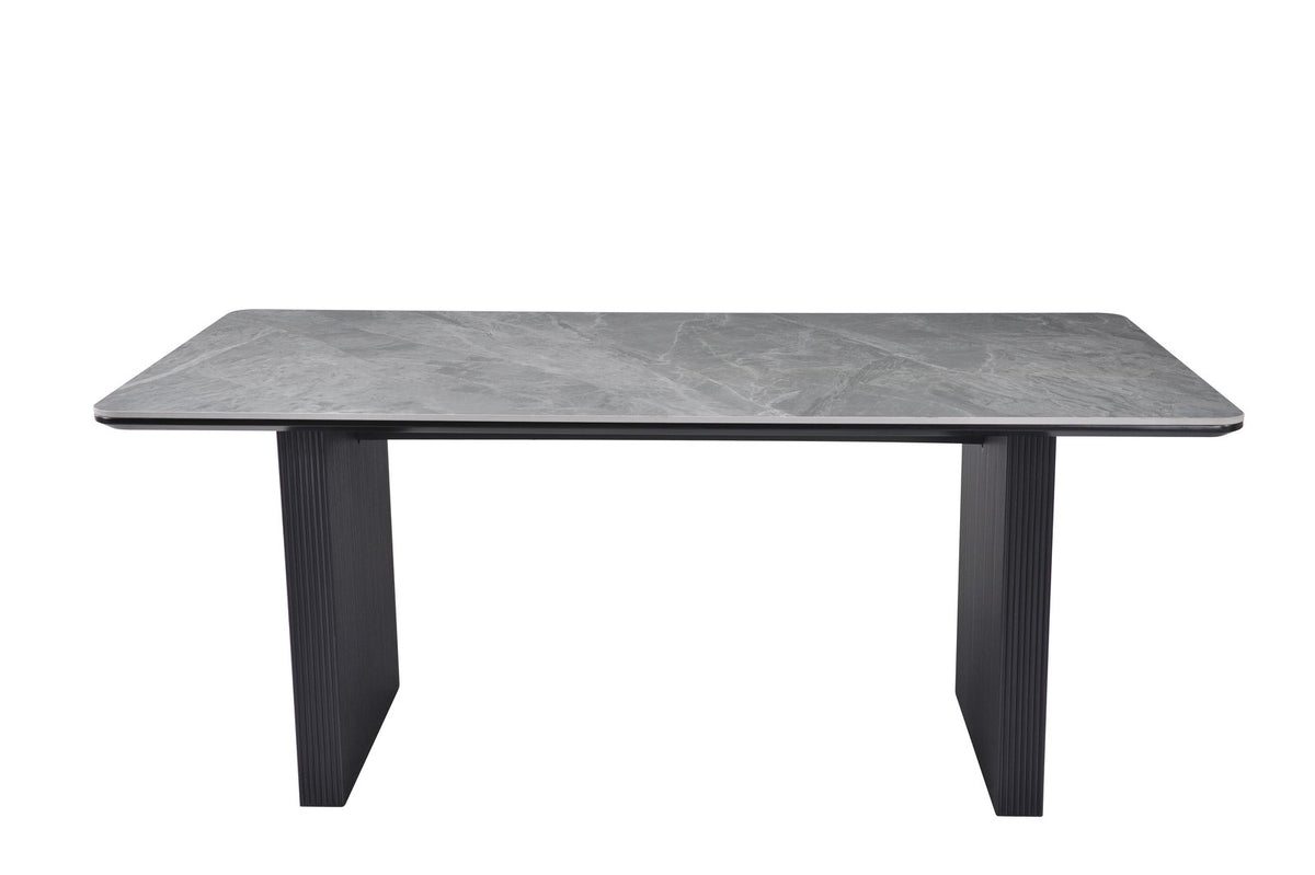 Engelberg grey and black dining table angle view