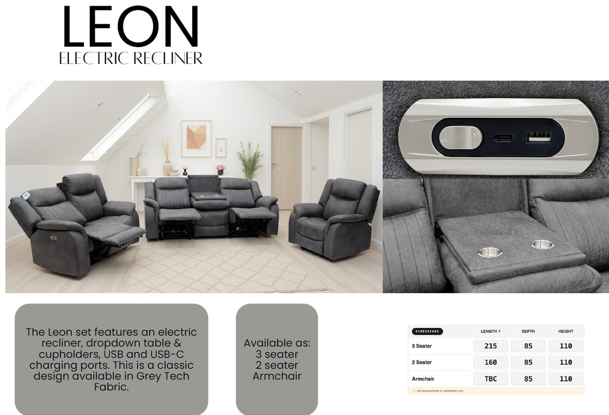Leon Electric Recliner Sofa Collection BH