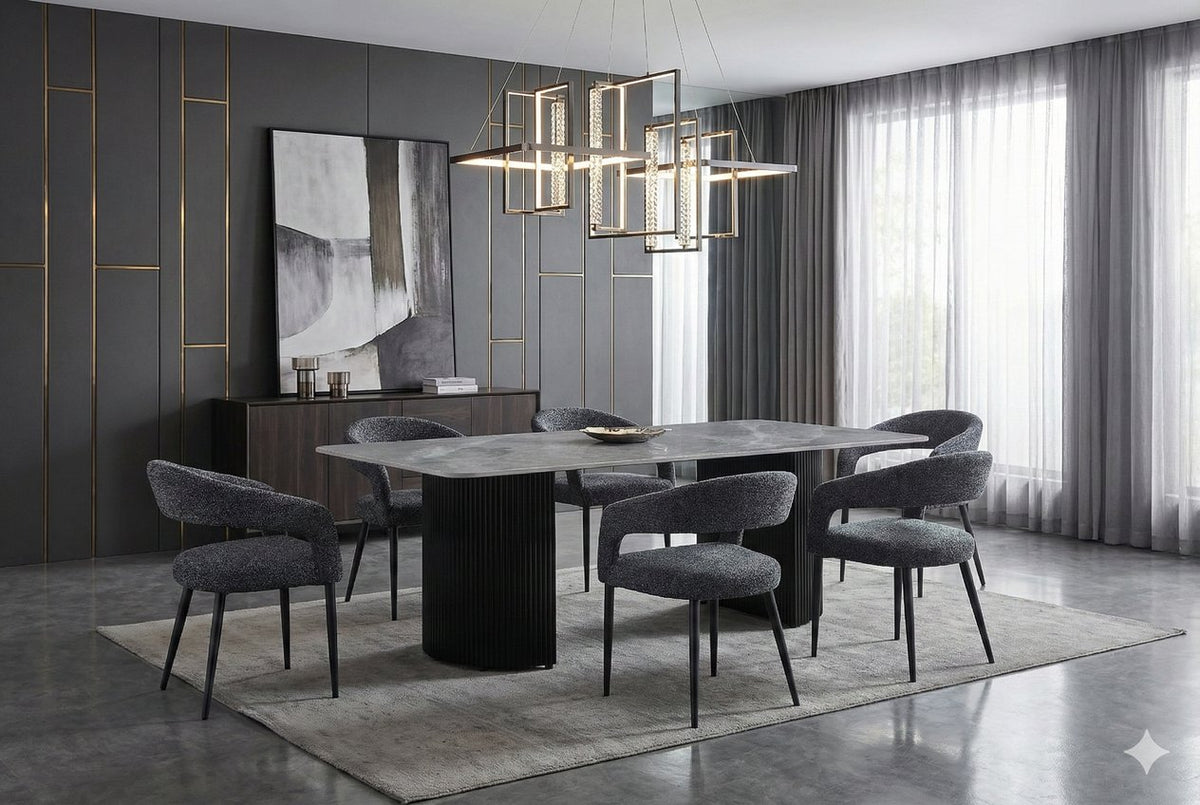 Olympia grey dining table lifestyle view