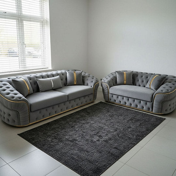 Toronto Chesterfield grey and silver 3+2 sofa set