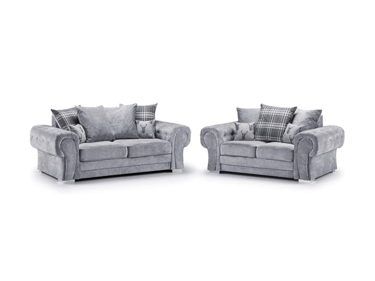 Verona grey scatter back 3+2 sofa set