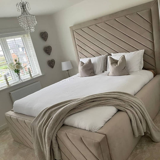 Lottie Geometric Upholstered Bed Frame