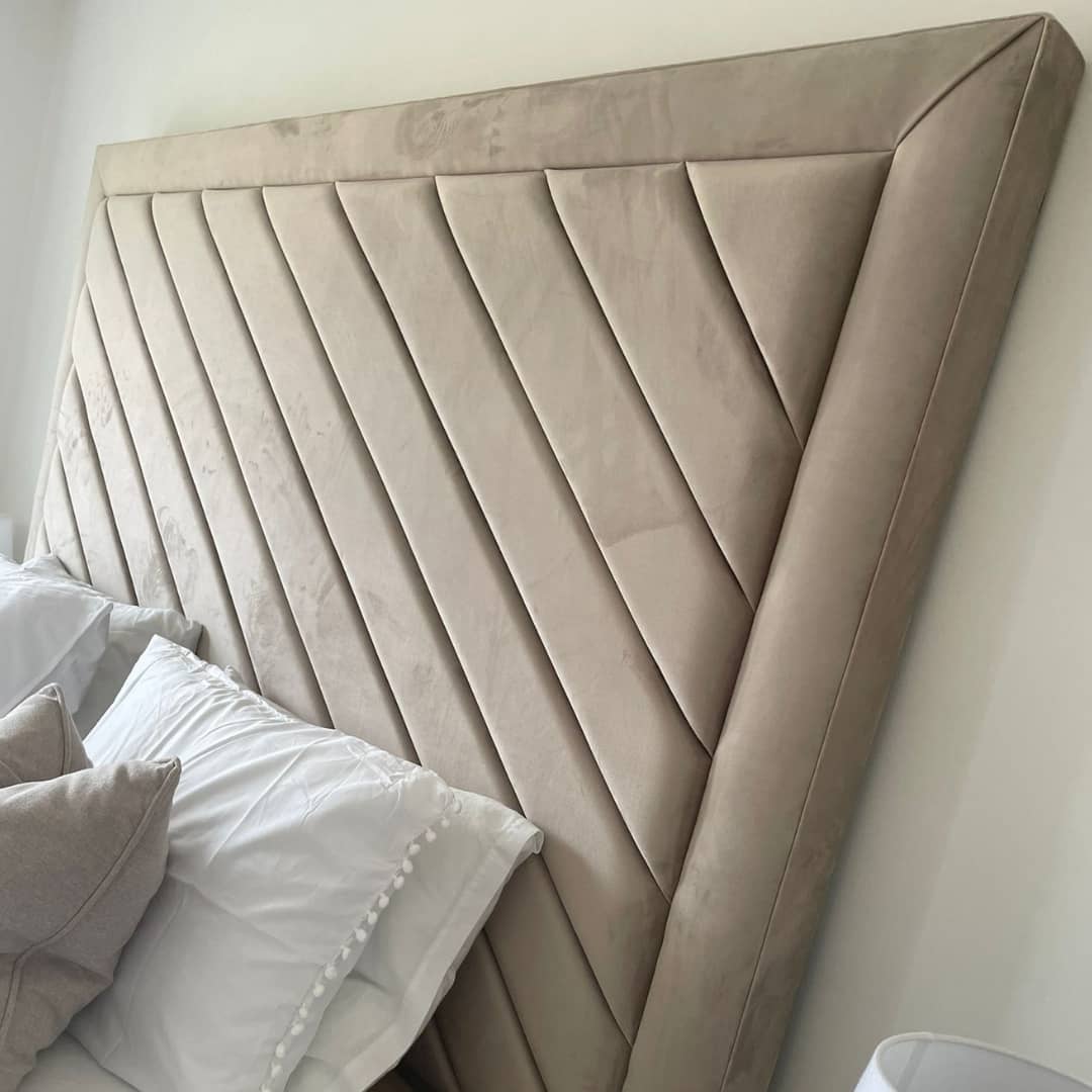 Lottie Geometric Upholstered Bed Frame