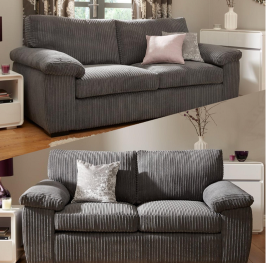 Amalfi grey jumbo cord 3+2 sofa set