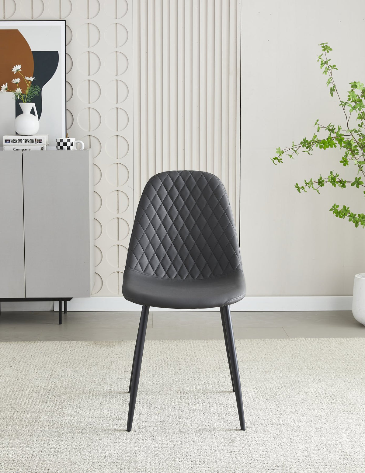 Boston grey dining chair front view