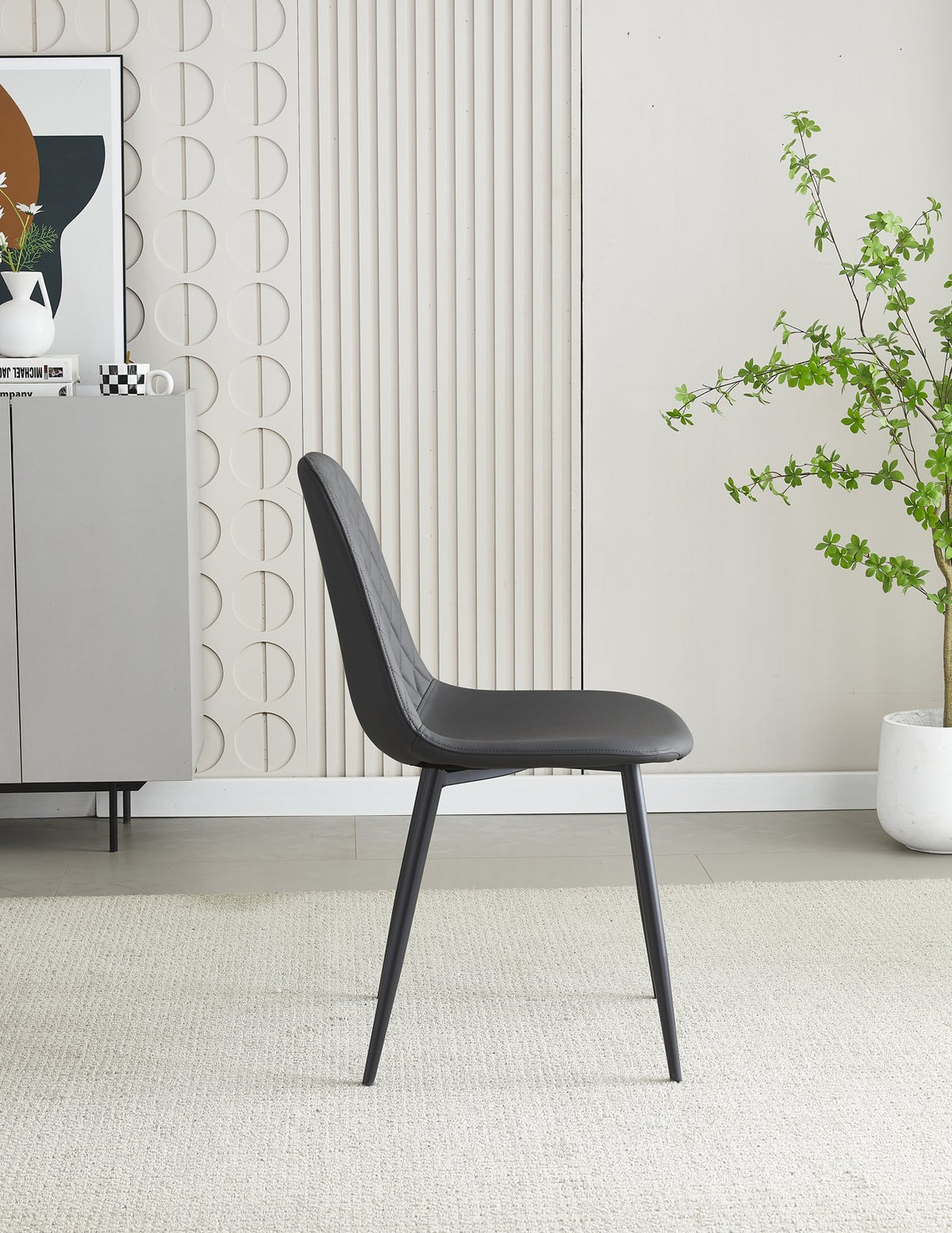 Boston grey dining chair side view