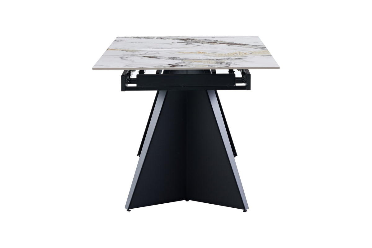 Chicago 160cm to 200cm cream and gold ceramic dining table