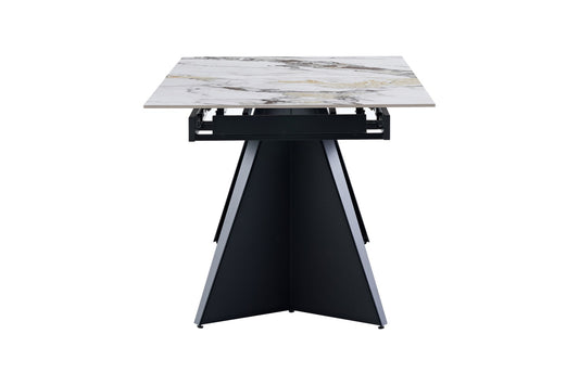 Chicago 160cm to 200cm cream and gold ceramic dining table