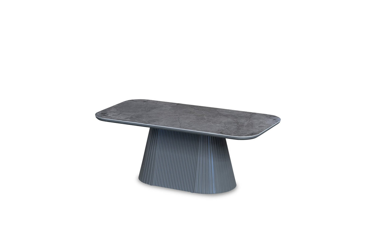 Davos grey ceramic oval coffee table