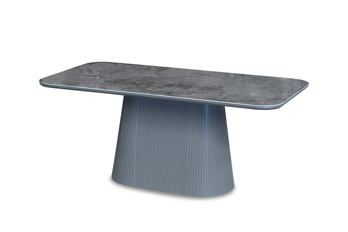 Davos grey ceramic oval dining table