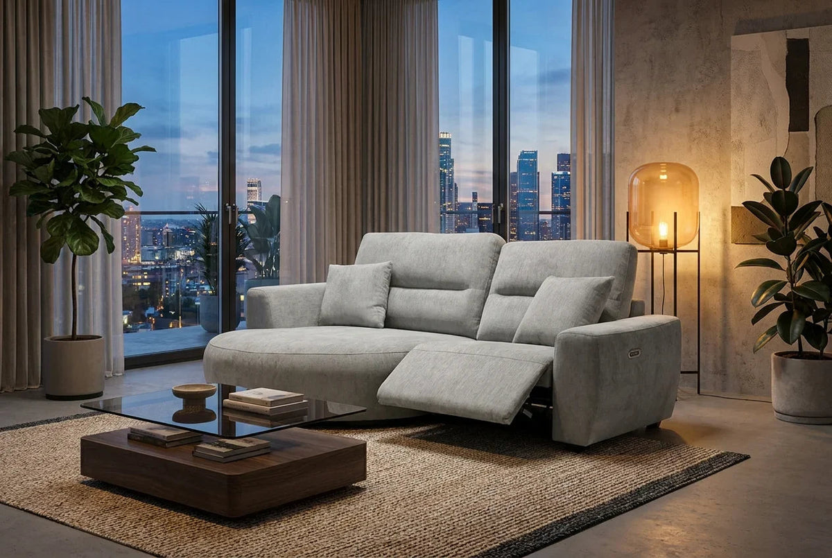 Denver Corner Recliner BH - Grey Left Hand