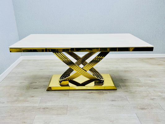 Elina Cream and Gold marble dining table