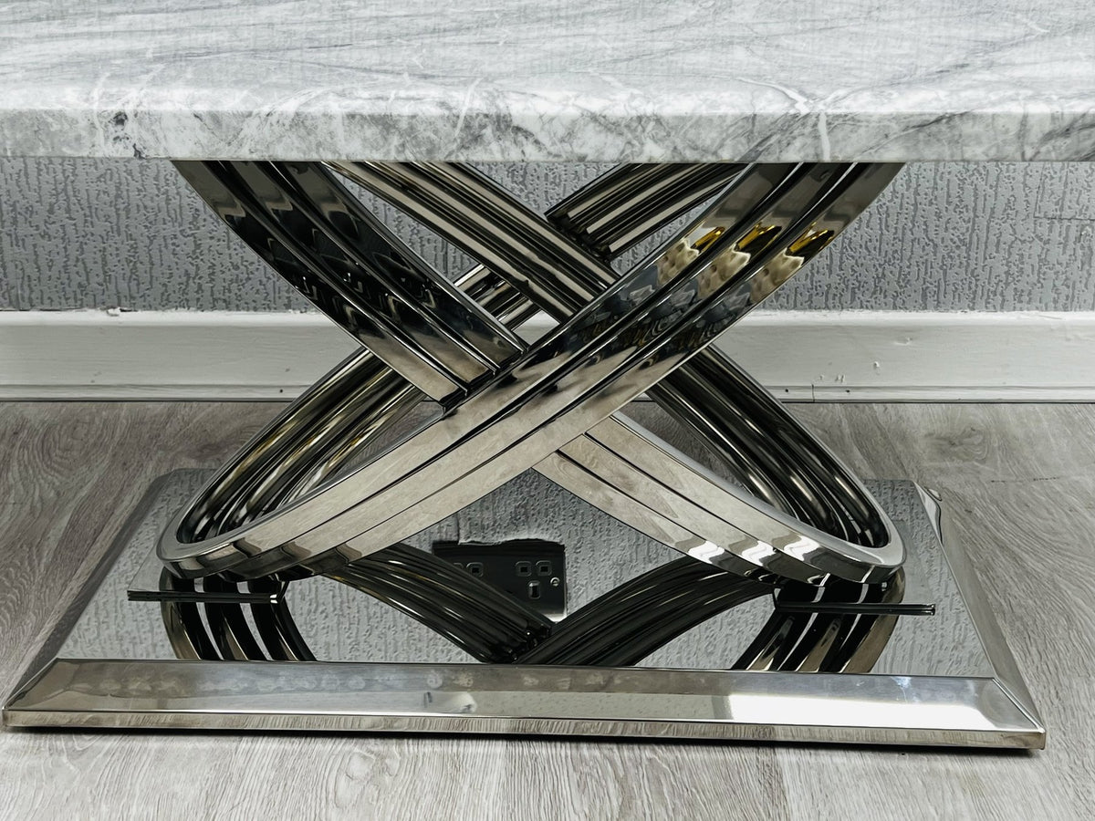 Elina Grey and Silver marble coffee table angle view