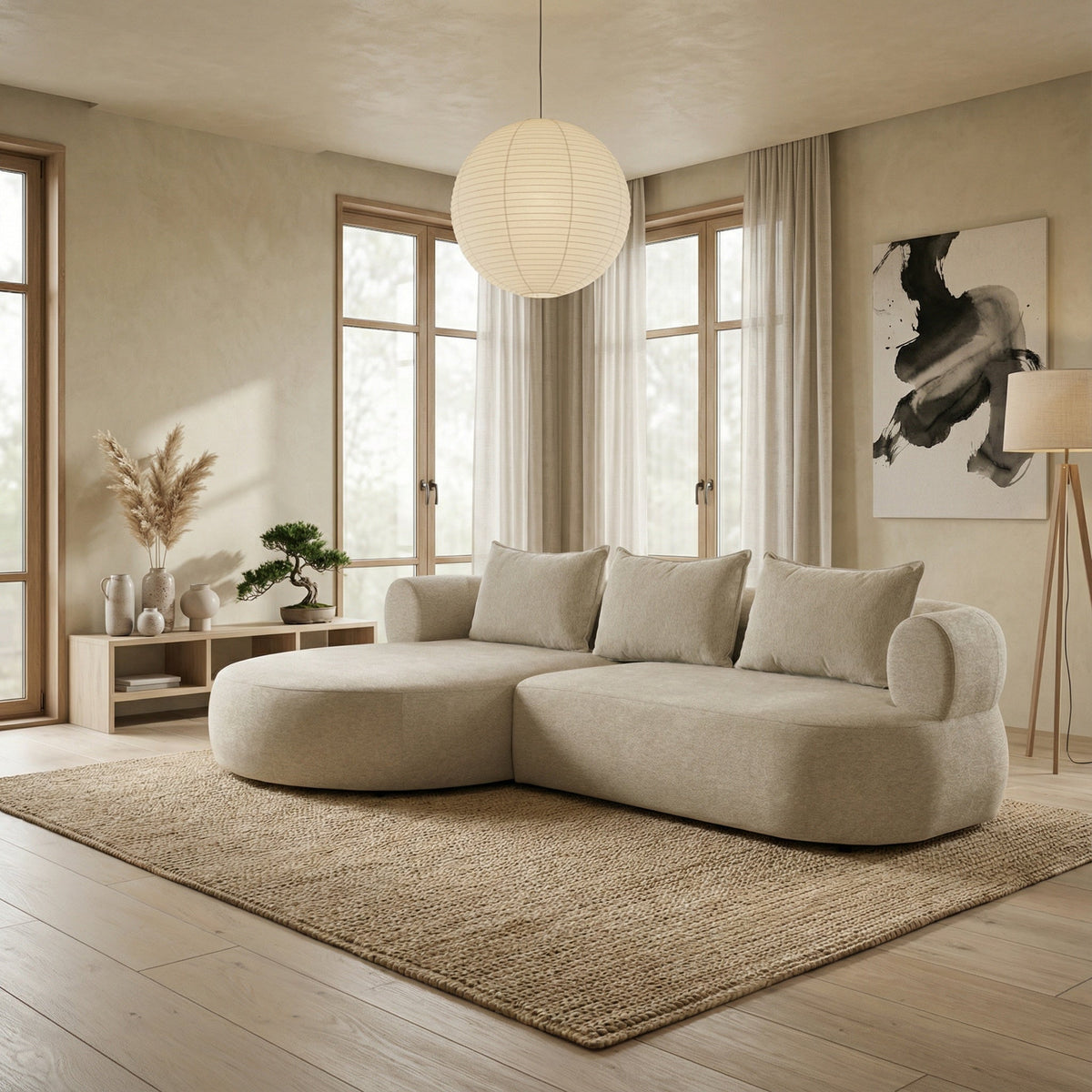 Ferro Beige Corner Sofa BH