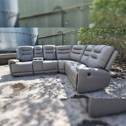 Halifax electric recliner leather corner sofa