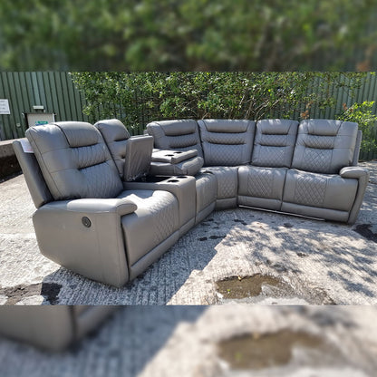 Halifax electric recliner leather corner sofa