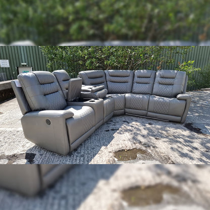 Halifax electric recliner leather corner sofa