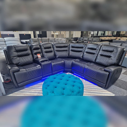 Halifax electric recliner leather corner sofa