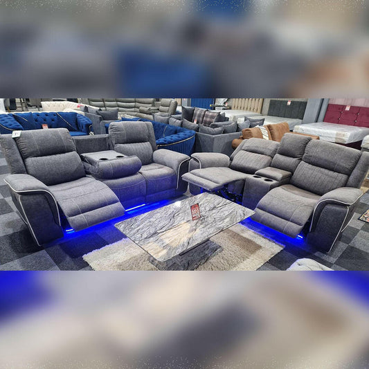 Hannah 3+2 electric recliner micro fibre fabric sofa set