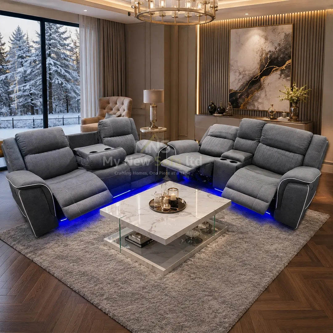 Hannah 3+2 electric recliner micro fibre fabric sofa set