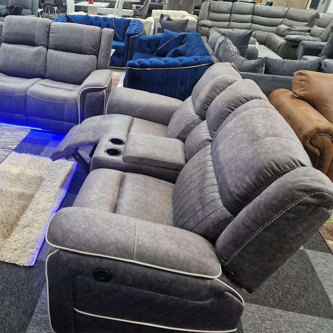 Hannah 3+2 electric recliner micro fibre fabric sofa set
