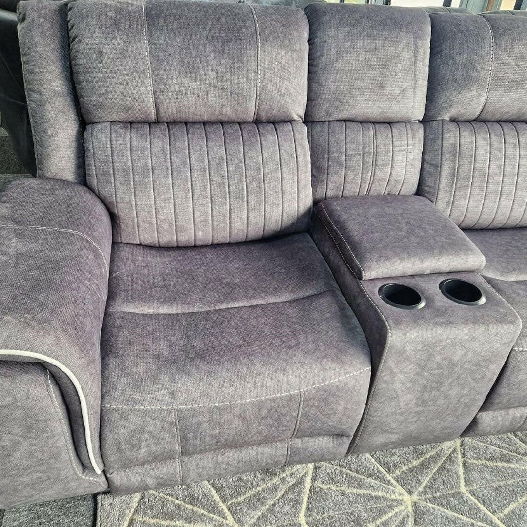 Hannah Corner electric recliner micro fibre fabric sofa