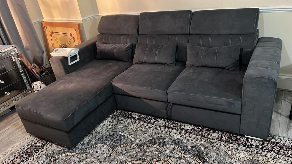 Luka grey corner sofa bed