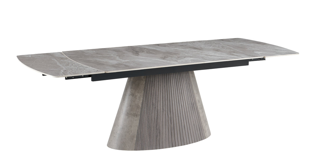 Monaco extending dining table in grey sintered stone