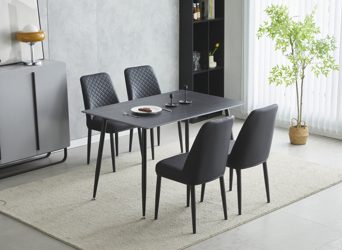 Oxford black dining table set with chairs