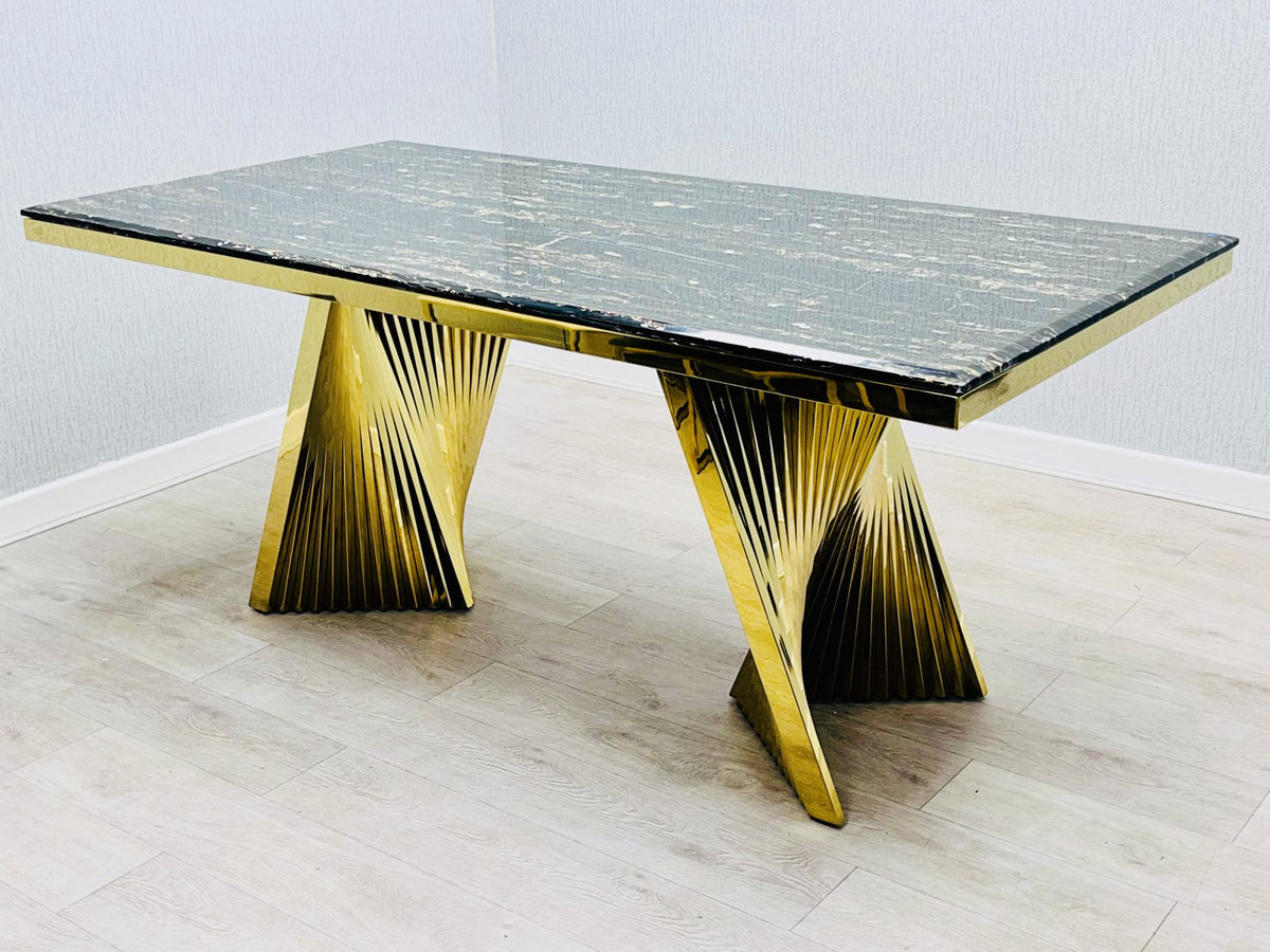Ravello black and gold marble dining table