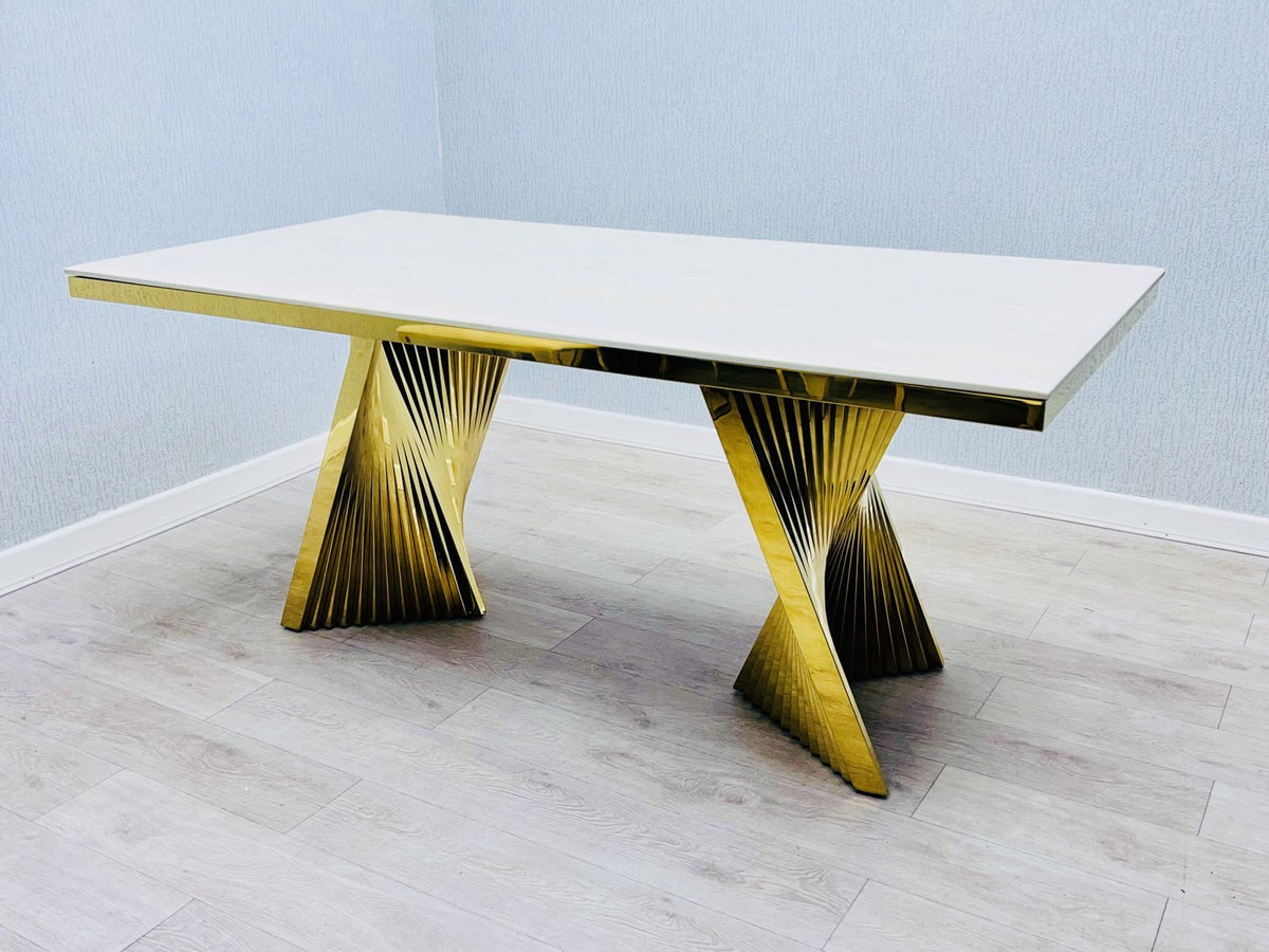 Ravello cream and gold marble dining table