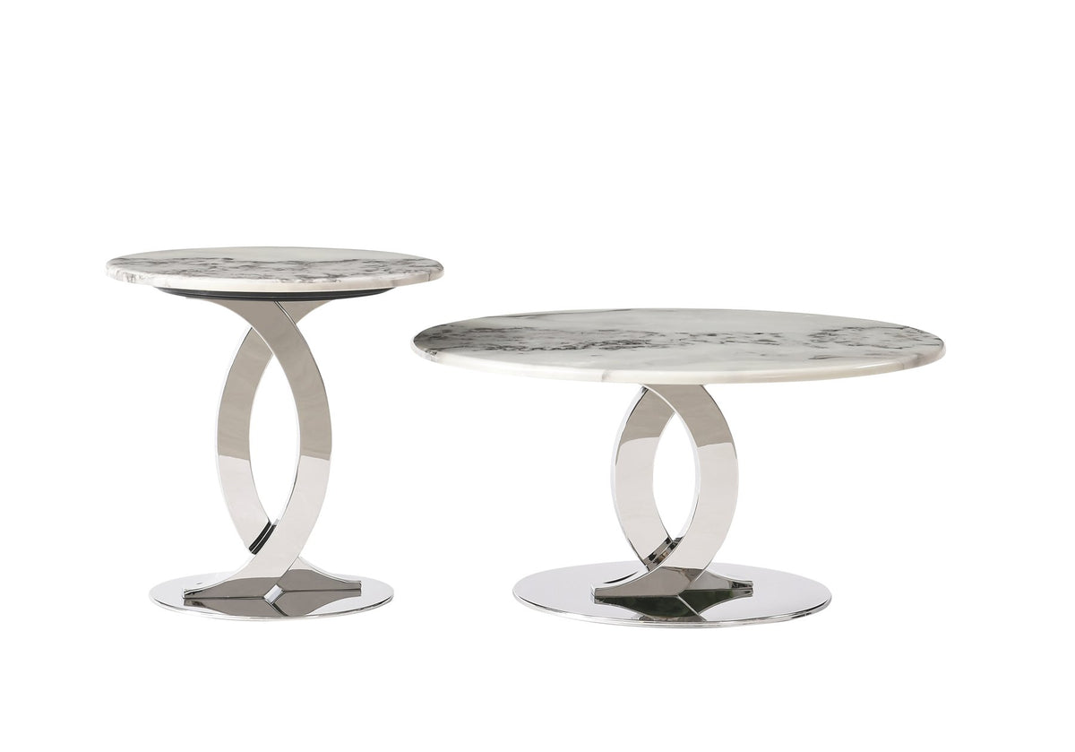 Round marble nest table set