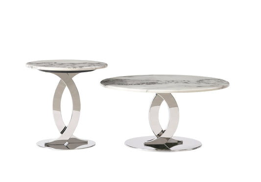 Round marble nest table set