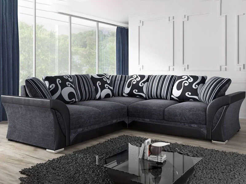 Shannon black and grey fabric corner sofa