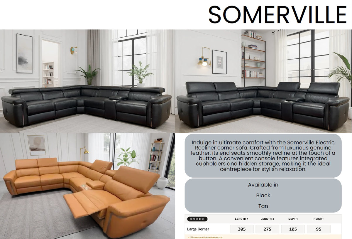 Somerville Genuine Leather Electric Recliner Collection BH