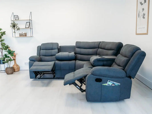 Sorrento grey fabric corner recliner sofa