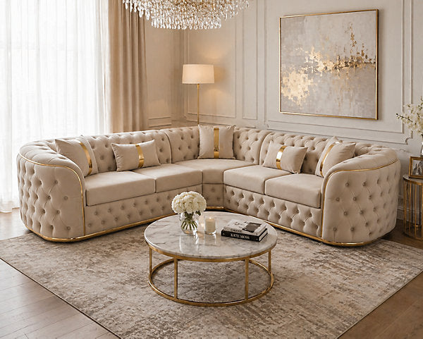 Toronto Chesterfield black and gold corner sofa