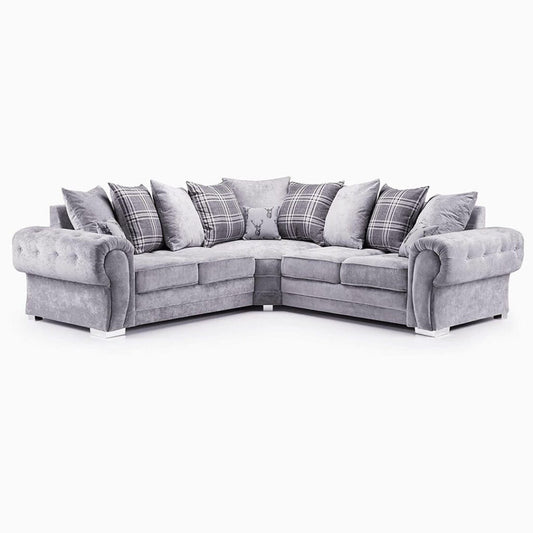 Verona grey scatter back corner sofa